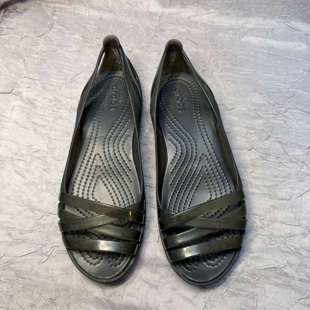 Crocs Isabella Jelly Strappy Sandals‎ Black Women Size 4 Flats 202463